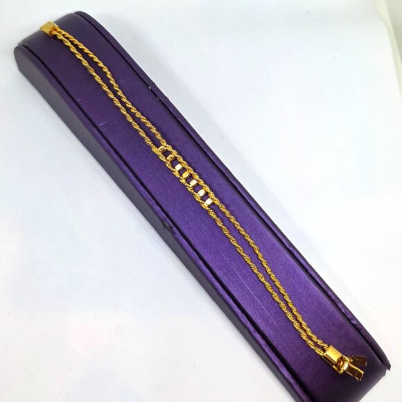 Merlite Gold Double Rope Twist Chain Bracelet Crystal Rhinestone Accent Bracelet - Picture 4 of 17